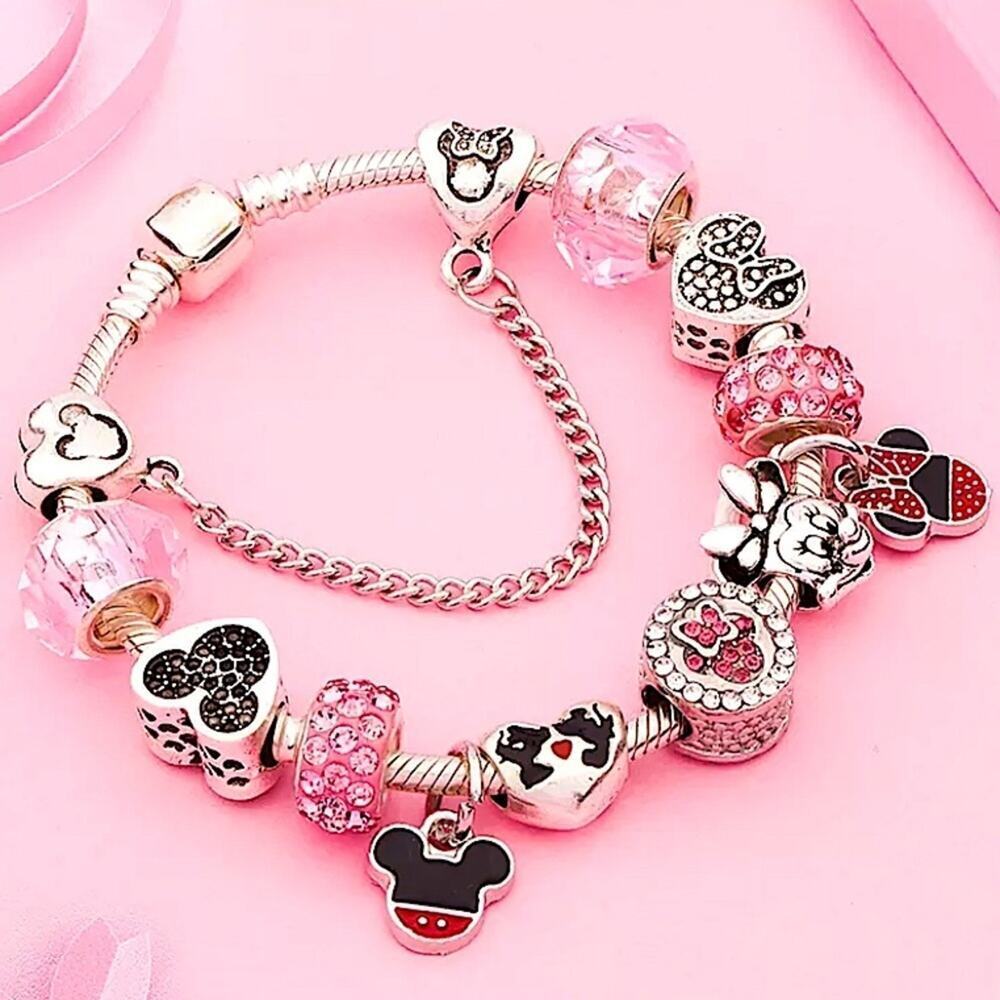 Mickey Minnie Mouse Disney Charm Bracelet Pandora Compatible